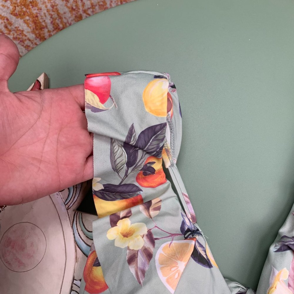 NWT Orange Grove Soft Green Shoulder Ruffle Bralette Bikini Top - Kona Sol - Picture 3 of 11